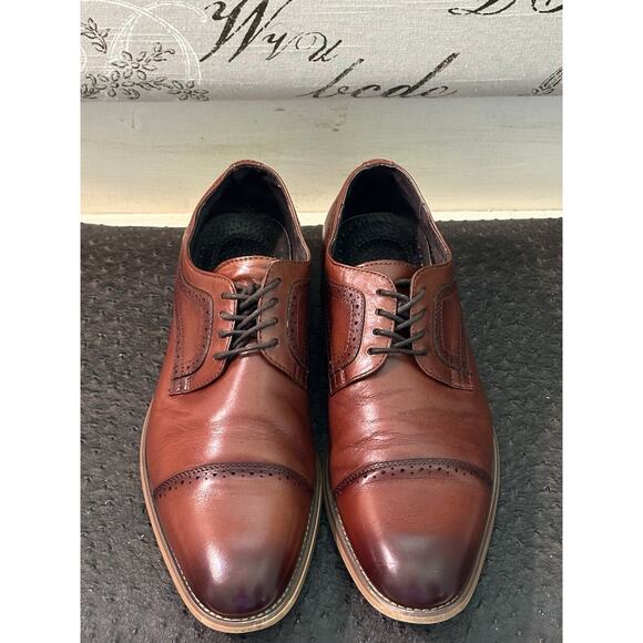Stacy Adams Mens Dunbar Cognac Brown Leather Oxfords Shoes 9M #25066-221 main image 2
